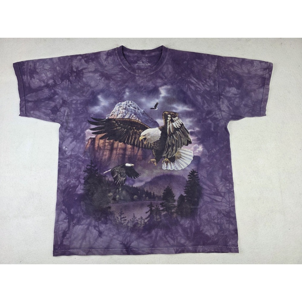 2008 The Mountain Shirt Mens XL Purple Tie Dye Eagle Mountain Graphic Nature
